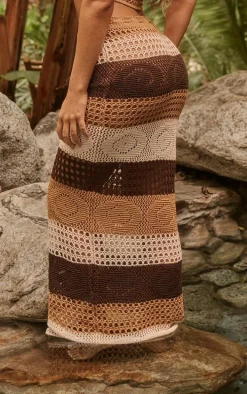 Neutral Stripes Maxi Beach Skirt