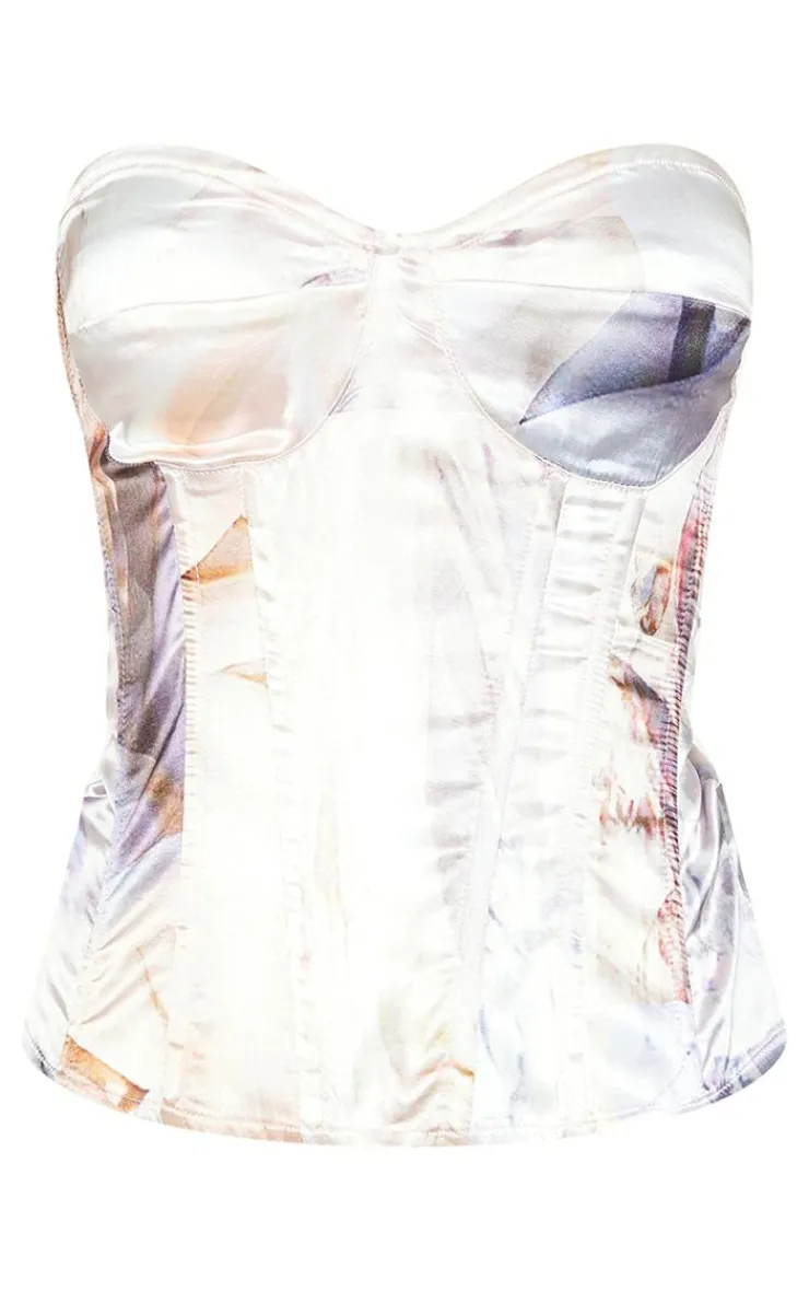 Abstract Renaissance Print Satin Corset-PrettyLittleThing Best