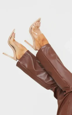 PrettyLittleThing Mules*Clear Strap Pu Point Toe High Heels