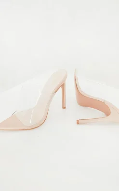 PrettyLittleThing Mules*Clear Strap Pu Point Toe High Heels