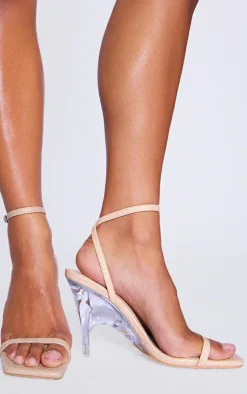 PrettyLittleThing Wide Fit Sandals*Croc PU Wide Fit Square Toe Clear Wedge Heel Sandals