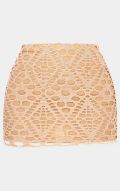 Outlet PrettyLittleThing Distressed Overlay Cowl Neck Top Nude