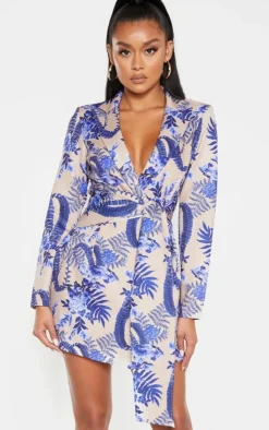 Floral Wrap Detail Blazer Dress-PrettyLittleThing Discount