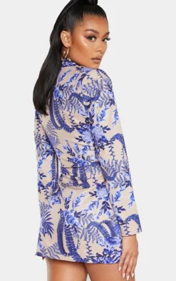 Floral Wrap Detail Blazer Dress-PrettyLittleThing Discount
