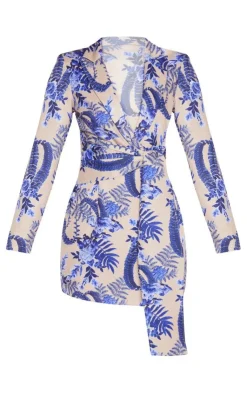 Floral Wrap Detail Blazer Dress-PrettyLittleThing Discount