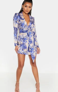 Floral Wrap Detail Blazer Dress-PrettyLittleThing Discount
