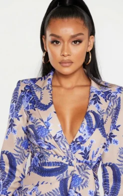 Floral Wrap Detail Blazer Dress-PrettyLittleThing Discount