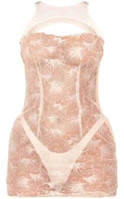 Lace Sheer Racer Neck Cut Out Bodycon Dress-PrettyLittleThing New