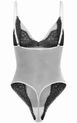Nude Mesh Contrast Lace Bodysuit