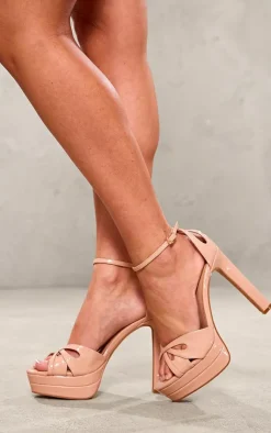 PrettyLittleThing High Heels*Patent Cut Out Strap Double Platform High Heeled Sandals