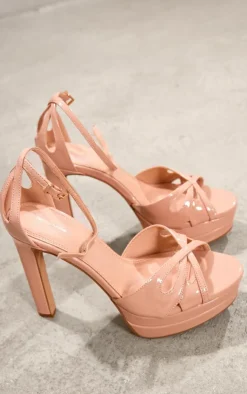 PrettyLittleThing High Heels*Patent Cut Out Strap Double Platform High Heeled Sandals
