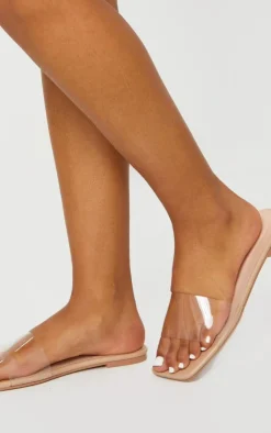 PrettyLittleThing Slides*Pu Clear Strap Mule Sandals