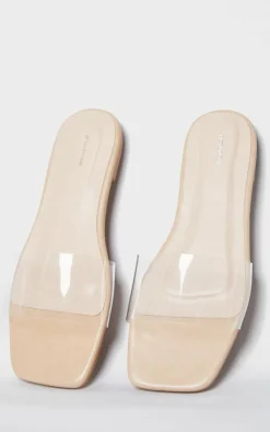 PrettyLittleThing Slides*Pu Clear Strap Mule Sandals