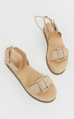 PrettyLittleThing Flatform Sandals*PU Croc Buckle Detail Espadrille Sandals