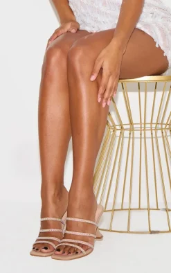 PrettyLittleThing Mules*PU Point Toe Diamante Strappy Heeled Mules
