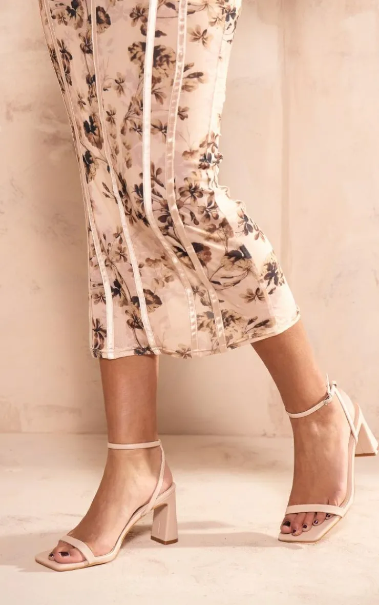 PrettyLittleThing High Heels*Pu Square Toe Barely There Block High Heeled Sandals