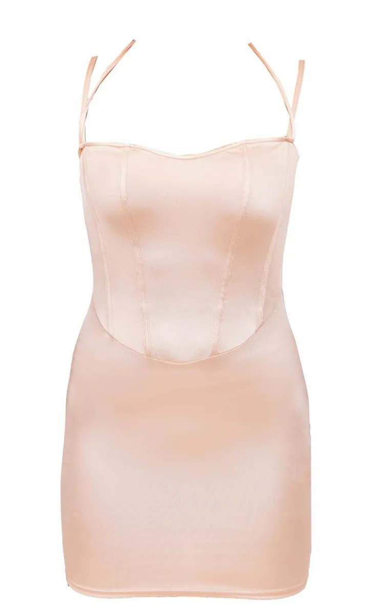 Satin Corset Detail Mini Dress-PrettyLittleThing Clearance