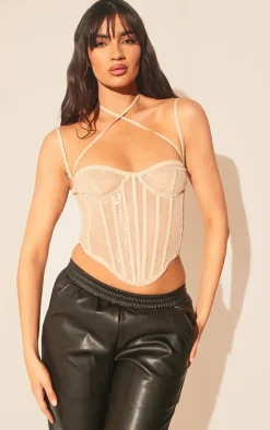 Sequin Sheer Boned Corset-PrettyLittleThing Sale