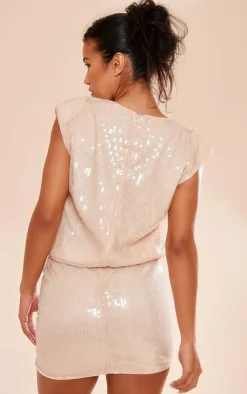 Sequin Shoulder Pad Sleeveless Bodycon Dress-PrettyLittleThing Outlet