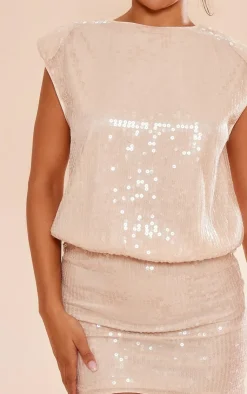 Sequin Shoulder Pad Sleeveless Bodycon Dress-PrettyLittleThing Outlet