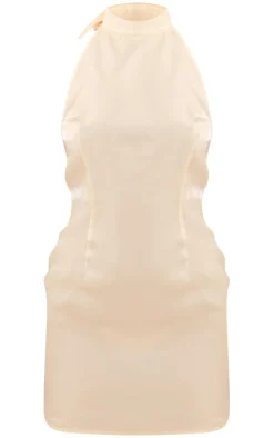 Shiny Halterneck Backless Bodycon Dress-PrettyLittleThing New