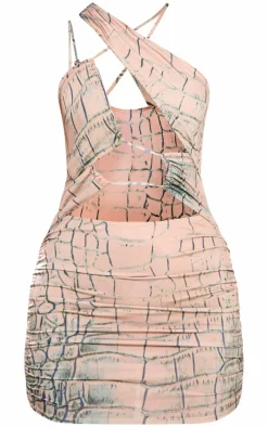 Snake Print Extreme Cut Out Mini Dress-PrettyLittleThing New