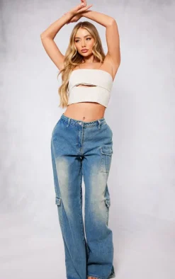 PrettyLittleThing Sleeveless Tops*Stretch Woven Twist Front Crop Top