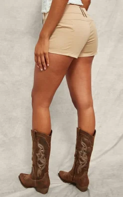 Nude Twill Low Waist Cargo Shorts