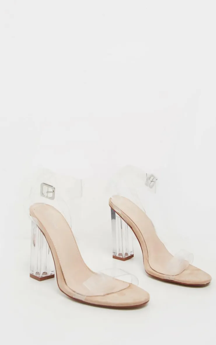 PrettyLittleThing Wide Fit Sandals*Wide Fit Clear Block Heel Sandal