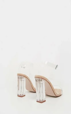 PrettyLittleThing Wide Fit Sandals*Wide Fit Clear Block Heel Sandal