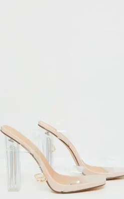 PrettyLittleThing Wide Fit Sandals*Wide Fit Clear High Block Heel Strappy Heel Sandals