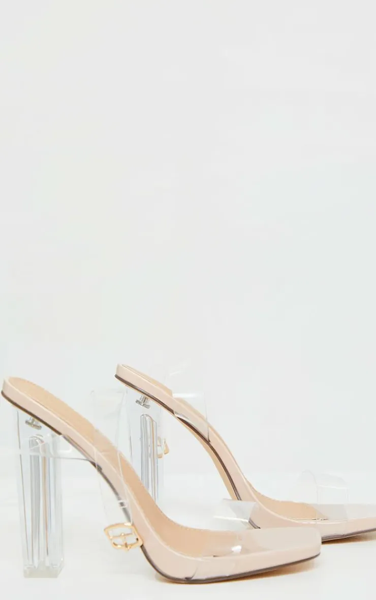 PrettyLittleThing Wide Fit Sandals*Wide Fit Clear High Block Heel Strappy Heel Sandals