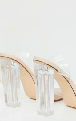 PrettyLittleThing Wide Fit Sandals*Wide Fit Clear High Block Heel Strappy Heel Sandals