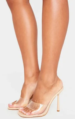 PrettyLittleThing Wide Fit Heels*Wide Fit Clear Strap Heeled Mules