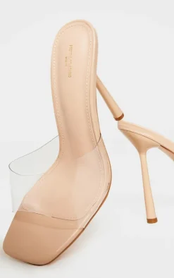 PrettyLittleThing Wide Fit Heels*Wide Fit Clear Strap Heeled Mules