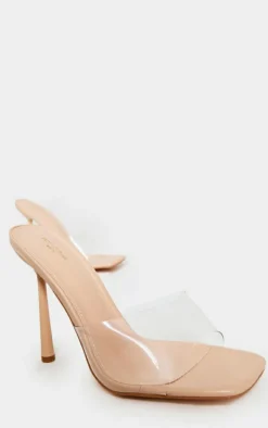 PrettyLittleThing Wide Fit Heels*Wide Fit Clear Strap Heeled Mules