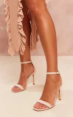 PrettyLittleThing Wide Fit Sandals*Wide Fit PU Classic Square Toe Barely There High Heeled Sandals