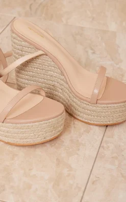 PrettyLittleThing Wide Fit Heels*Wide Fit PU Metallic Strap Espadrille High Heeled Wedges
