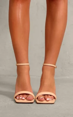 PrettyLittleThing Wide Fit Sandals*Wide Fit PU Square Toe Ankle Strap High Heeled Sandals
