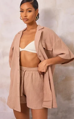 Clearance PrettyLittleThing Woven Floaty Shorts Nude
