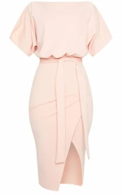 Wrap Front Kimono Sleeve Midi Dress-PrettyLittleThing Discount