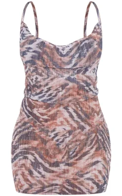 Zebra Print Cowl Neck Shift Dress-PrettyLittleThing Online