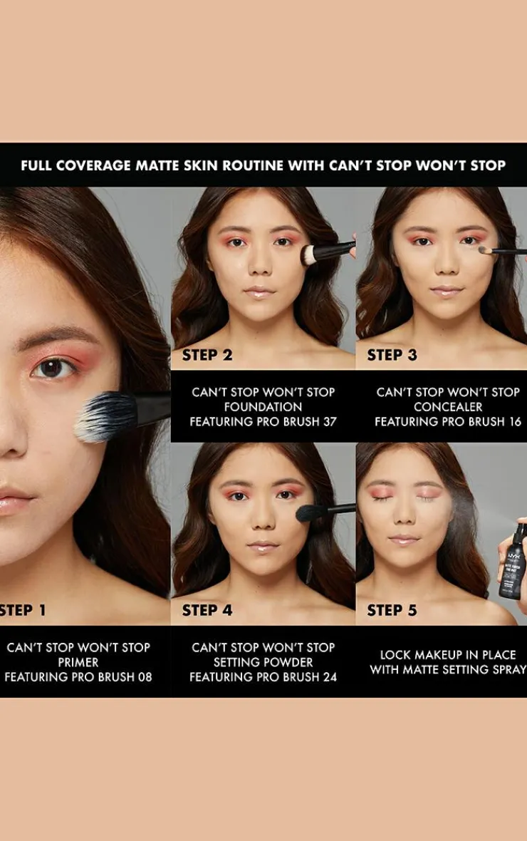 PrettyLittleThing Foundation*NYX PMU Can't Stop Won't Stop Full Coverage Foundation Caramel