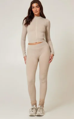 PrettyLittleThing Seamless Gym Wear*Acid Wash Seamless Rib High Waist Gym Leggings