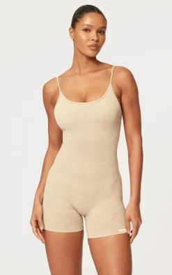 PrettyLittleThing Seamless Gym Wear*Acid Wash Seamless Rib Mini Gym Unitard