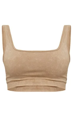 PrettyLittleThing Sports Bras*Acid Wash Seamless Cropped Sports Bra