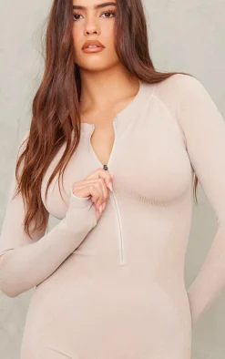 PrettyLittleThing Seamless Gym Wear*Acid Wash Seamless Rib Cut Out Back Short Gym Unitard