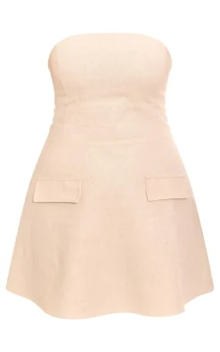Bandeau Linen Look Shift Dress-PrettyLittleThing Outlet