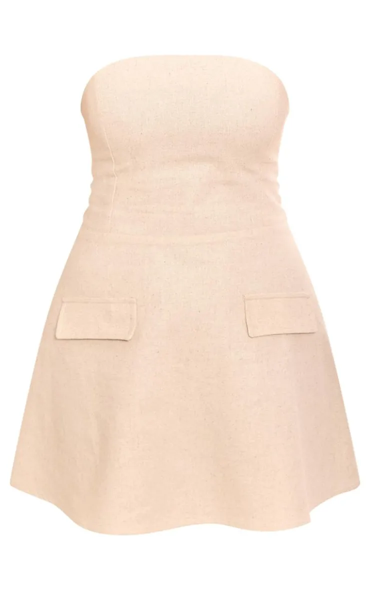 Bandeau Linen Look Shift Dress-PrettyLittleThing Outlet