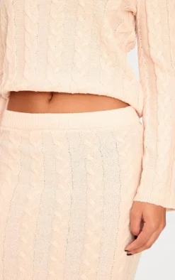 PrettyLittleThing Cable Knit Maxi Skirt Oatmeal